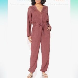 SPLENDID MONTELENA CURRANT COLORED JUMPSUIT ROMPER LINEN BLEND RESORTWEAR EUC‎